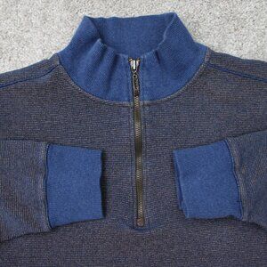 Robert Graham Sweatshirt Mens Large Blue 1/4 Zip 100% Cotton Pullover Sweater